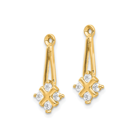 14k Yellow Gold Diamond Cross Pendant with Floral Dangle Design for Women