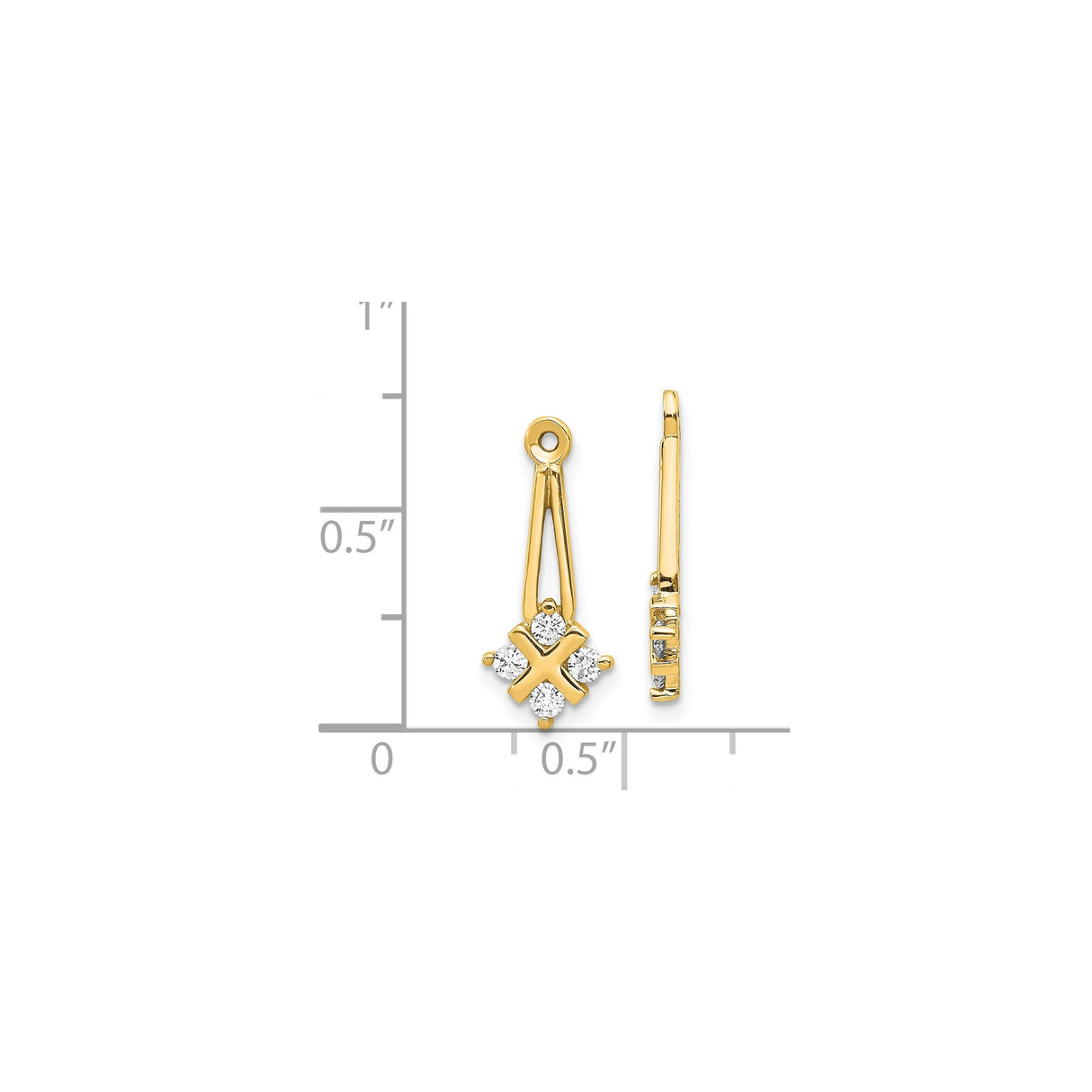 14k Yellow Gold Diamond Cross Pendant with Floral Dangle Design for Women