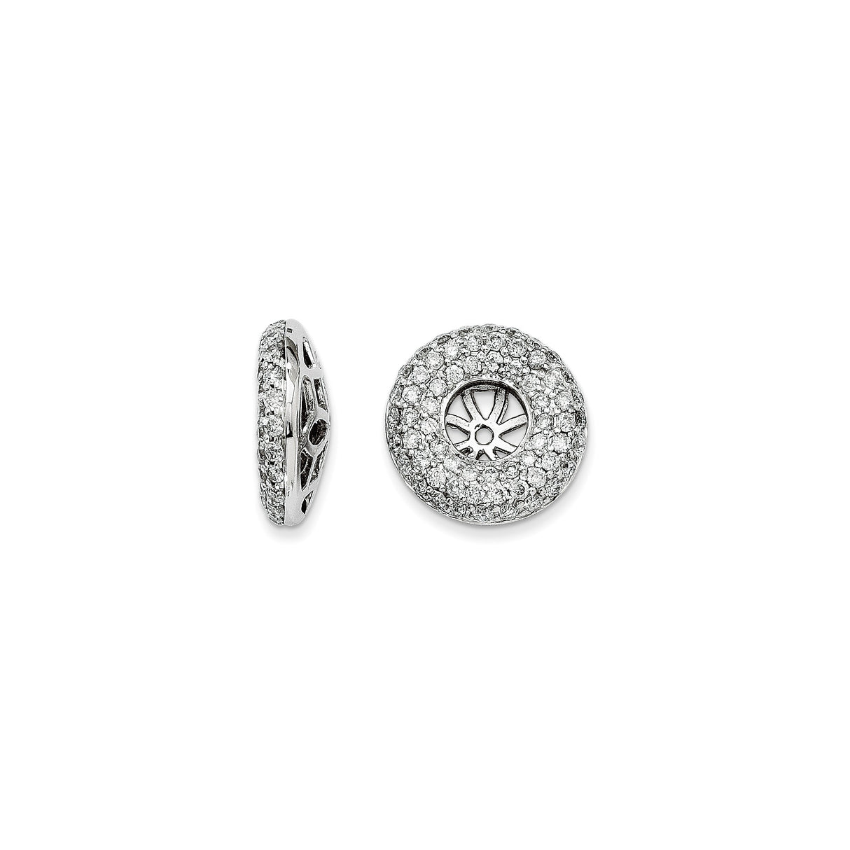 14k White Gold Sunburst Pendant with Diamond Accents, Round Open Circle Design