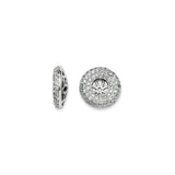 14k White Gold Sunburst Pendant with Diamond Accents, Round Open Circle Design