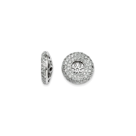14k White Gold Sunburst Pendant with Diamond Accents, Round Open Circle Design