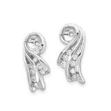 14k White Gold Earring Jackets with Diamond Accents, Flowing Swirl Stud Enhancers for Women