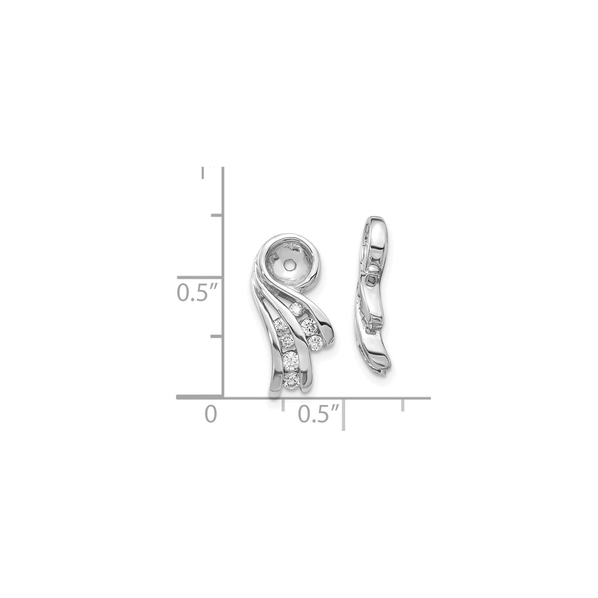 14k White Gold Earring Jackets with Diamond Accents, Modern Swirl Stud Enhancers for Women