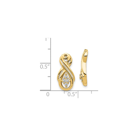 14k Yellow Gold Infinity Loop Stud Earrings with Diamond Accents, Minimalist Style for Women