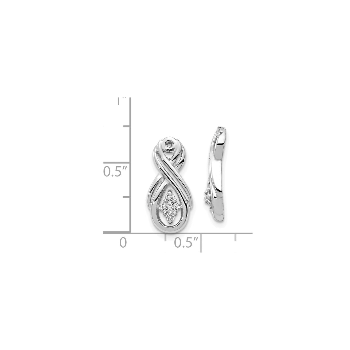 14k White Gold Infinity Pendant with Diamond Accents, Open Loop Design, Symbolic Jewelry