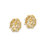 14k Yellow Gold Earring Jackets with Diamond Accents, Floral Swirl Openwork Design