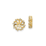 14k Yellow Gold Earring Jackets with Diamond, Floral Sunburst Design, Cubic Zirconia Accents