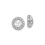 14k White Gold Earring Jackets with Diamond, Floral Cutout and Vintage Filigree Halo Design