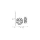 14k White Gold Pendant Enhancer with Diamond, Cutout Flower Design, Cubic Zirconia Halo, Scroll Detailing
