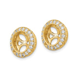 14k Yellow Gold Earrings with Diamond, Floral Openwork Design, Polished Hoop Style for Women