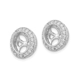 14k White Gold Earring Charms with Diamond, Floral Openwork Halo Design, Christian-Inspired Jewelry