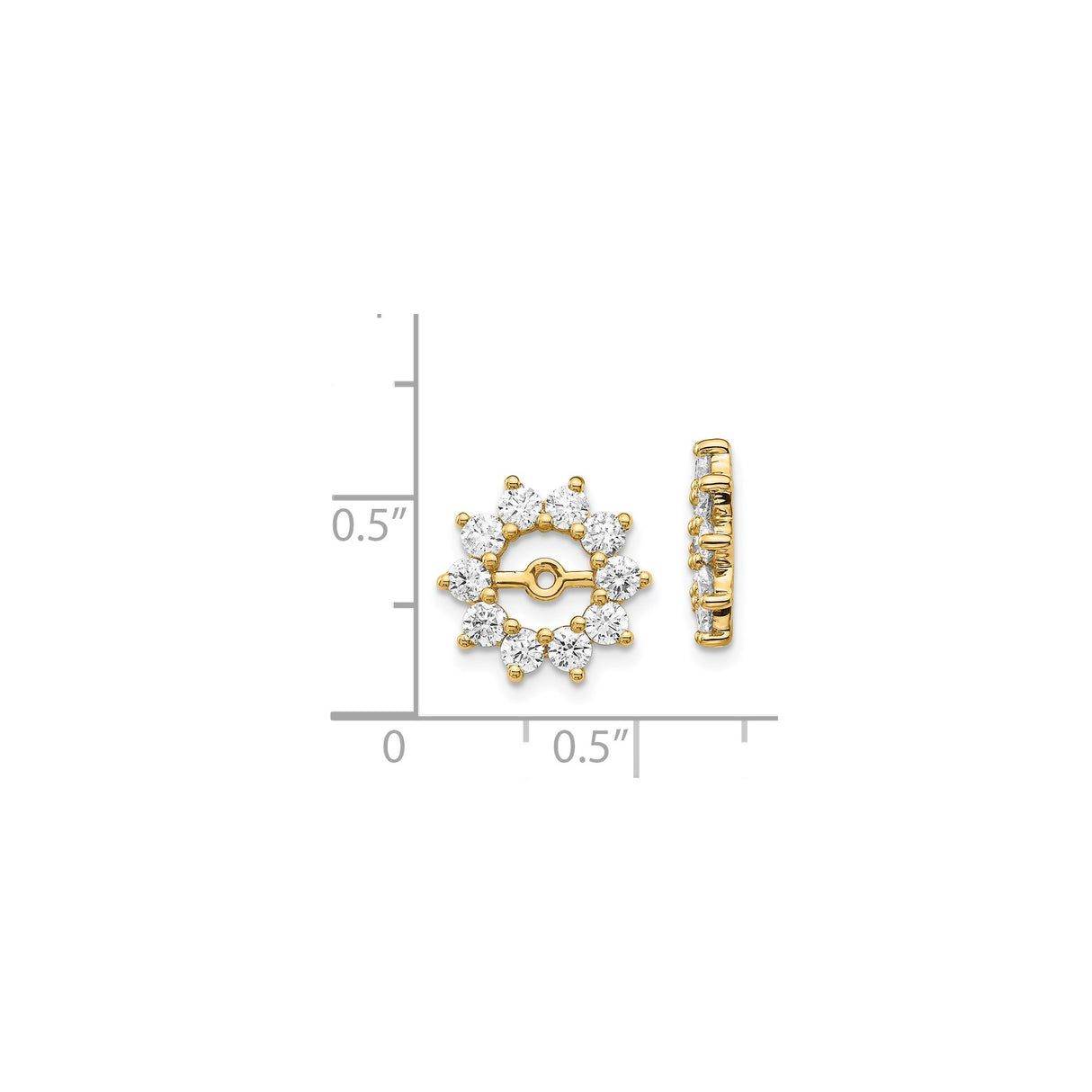 14k Yellow Gold Earring Jackets with Diamond Floral Sunburst Design for Women