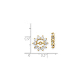 14k Yellow Gold Earring Jackets with Diamond Accents, Floral Circle Enhancer for Stud Earrings