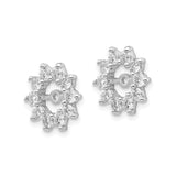 14k White Gold Earring Jackets with Round Diamonds, Floral Circle Stud Enhancers