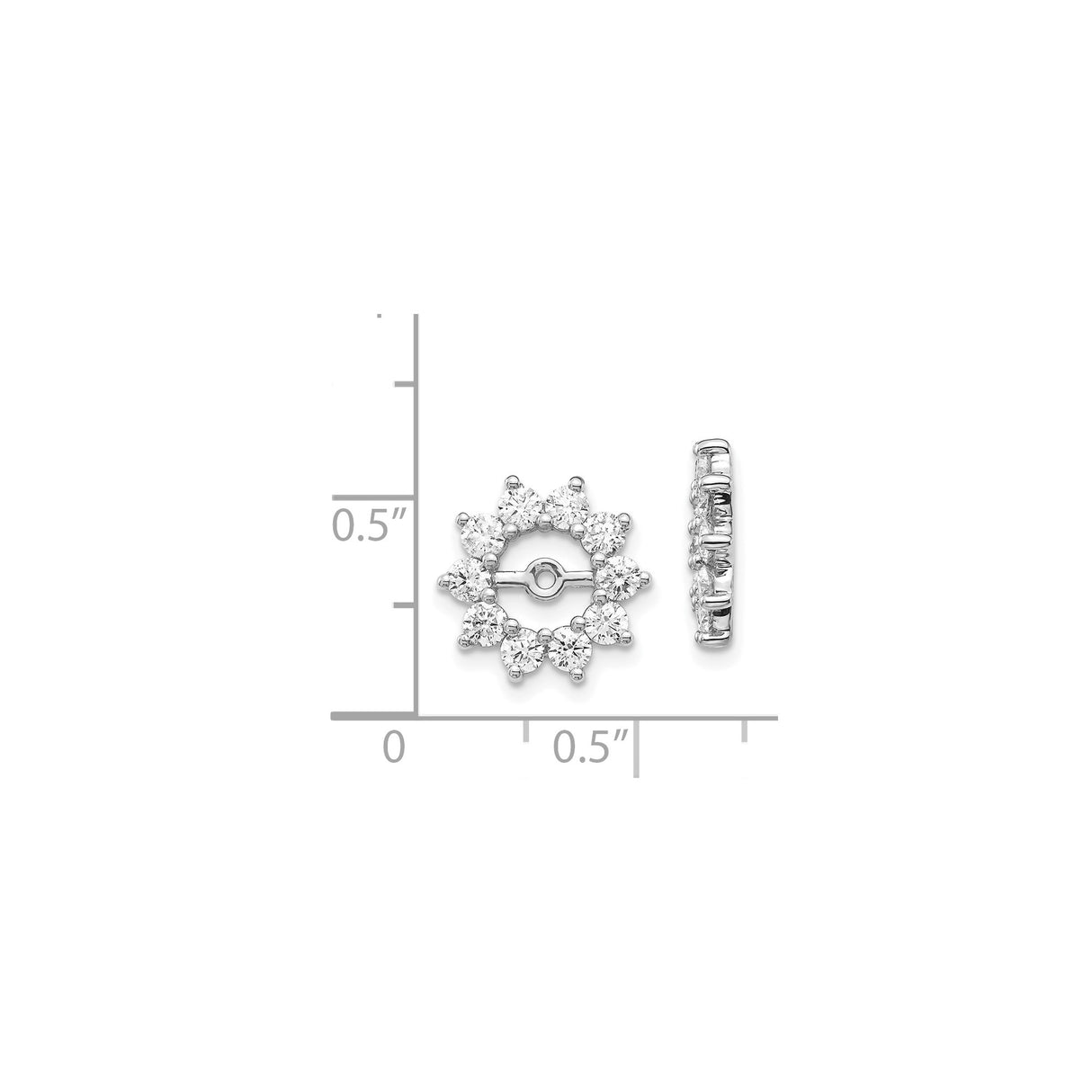 14k White Gold Diamond Earring Jackets, Floral Halo Starburst Enhancers for Stud Earrings
