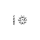 14k White Gold Earring Jackets with Round Diamonds, Floral Circle Stud Enhancers