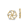14k Yellow Gold Stud Earrings with Cubic Zirconia, Swirl Flower Design and Openwork Petals