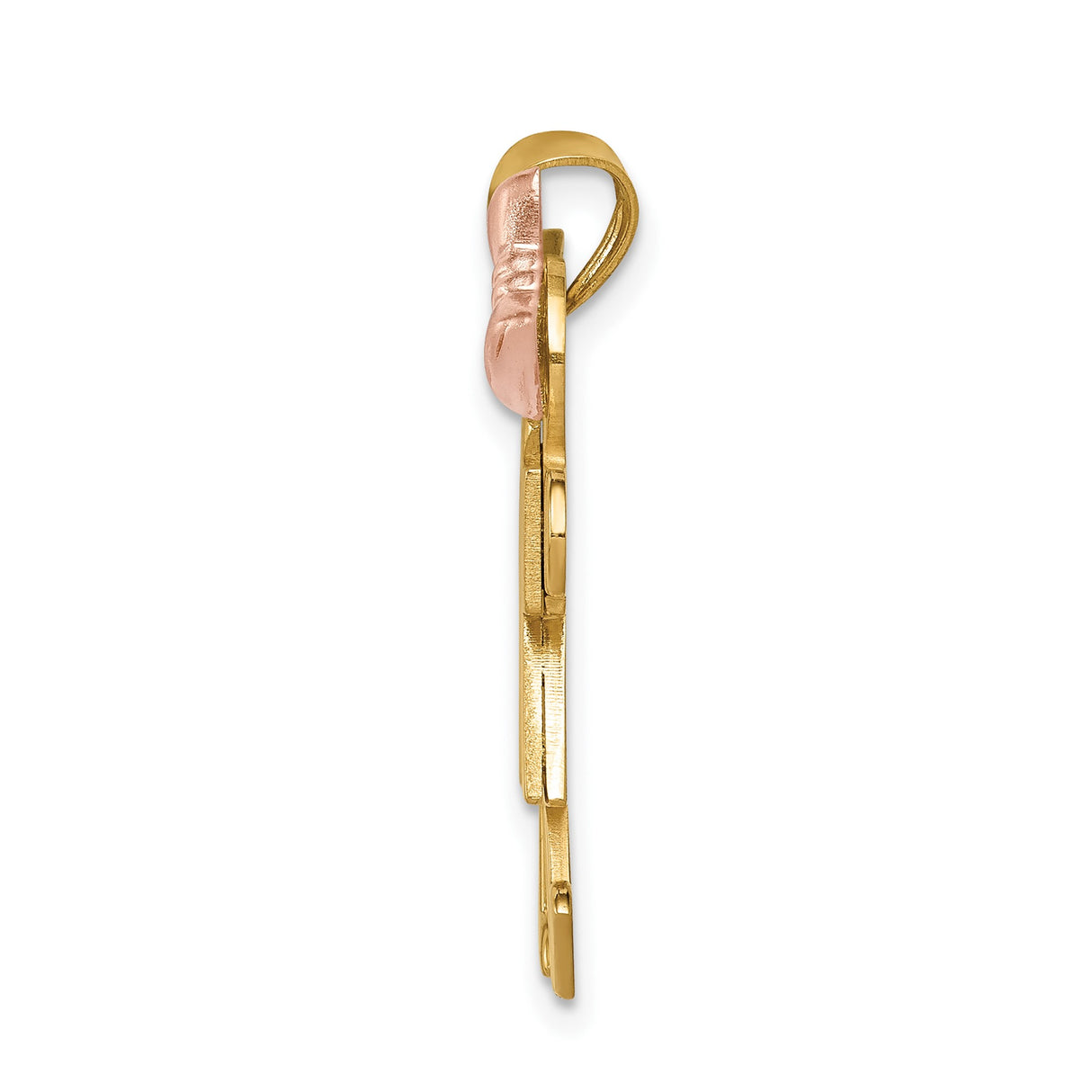 14k Tri-Color Gold Pendant with Boy and Girl Holding Hands, Family Love Charm