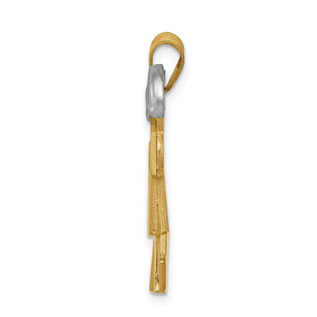14k Two-Tone Gold Pendant with Figures and White Gold Hats, Family or Friendship Theme
