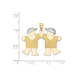 14k Two-Tone Gold Pendant with Figures and White Gold Hats, Family or Friendship Theme