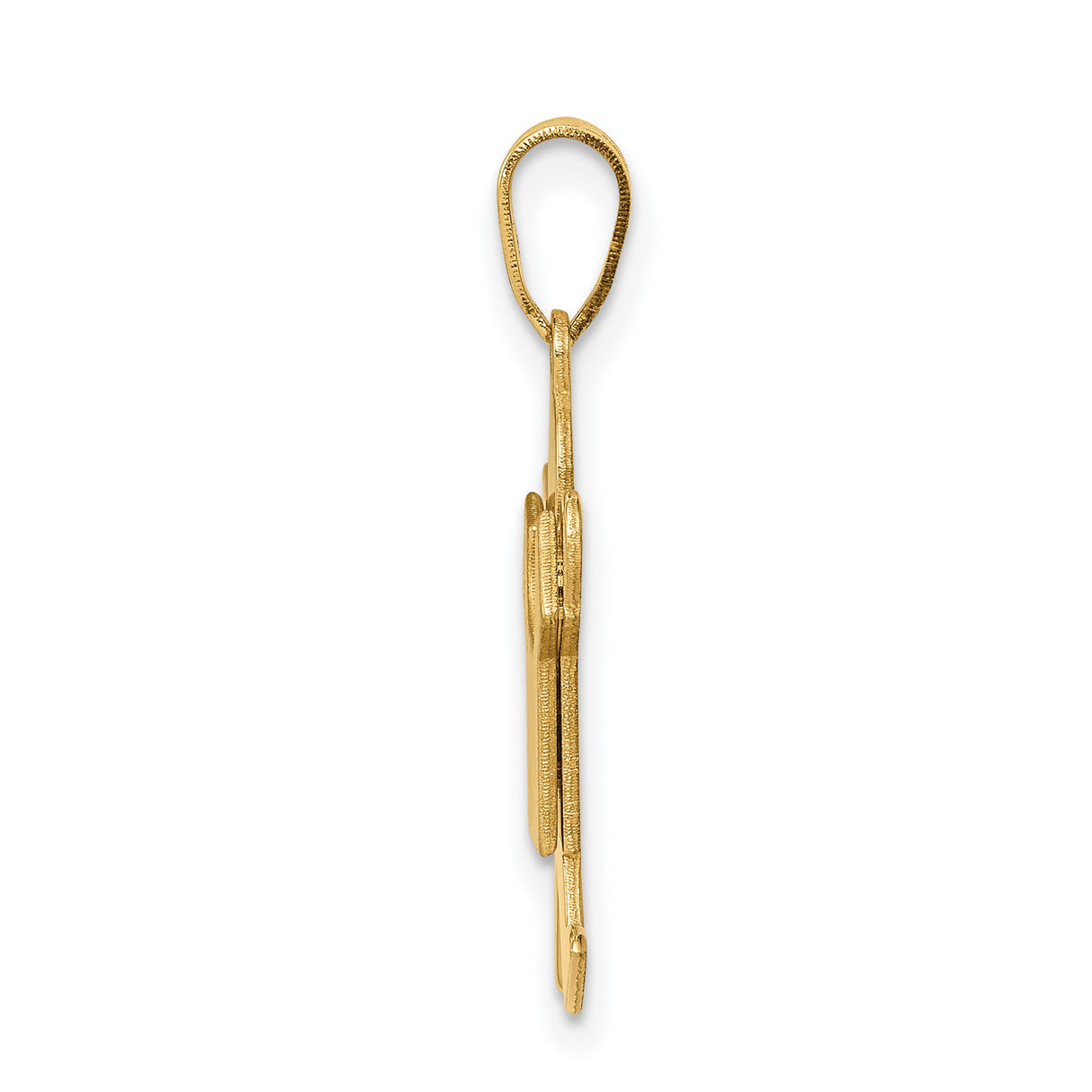 14k Yellow Gold Boy Pendant with Polished Head and Textured Shirt Design