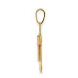 14k Yellow Gold Boy Pendant with Polished Head and Textured Shirt Design