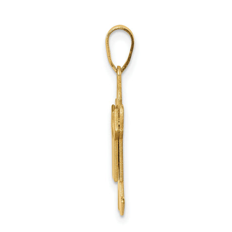 14k Yellow Gold Boy Pendant with Polished Head and Textured Shirt Design