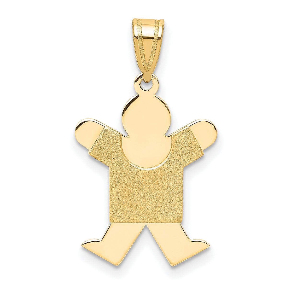 14k Yellow Gold Boy Pendant with Polished Head and Textured Shirt Design