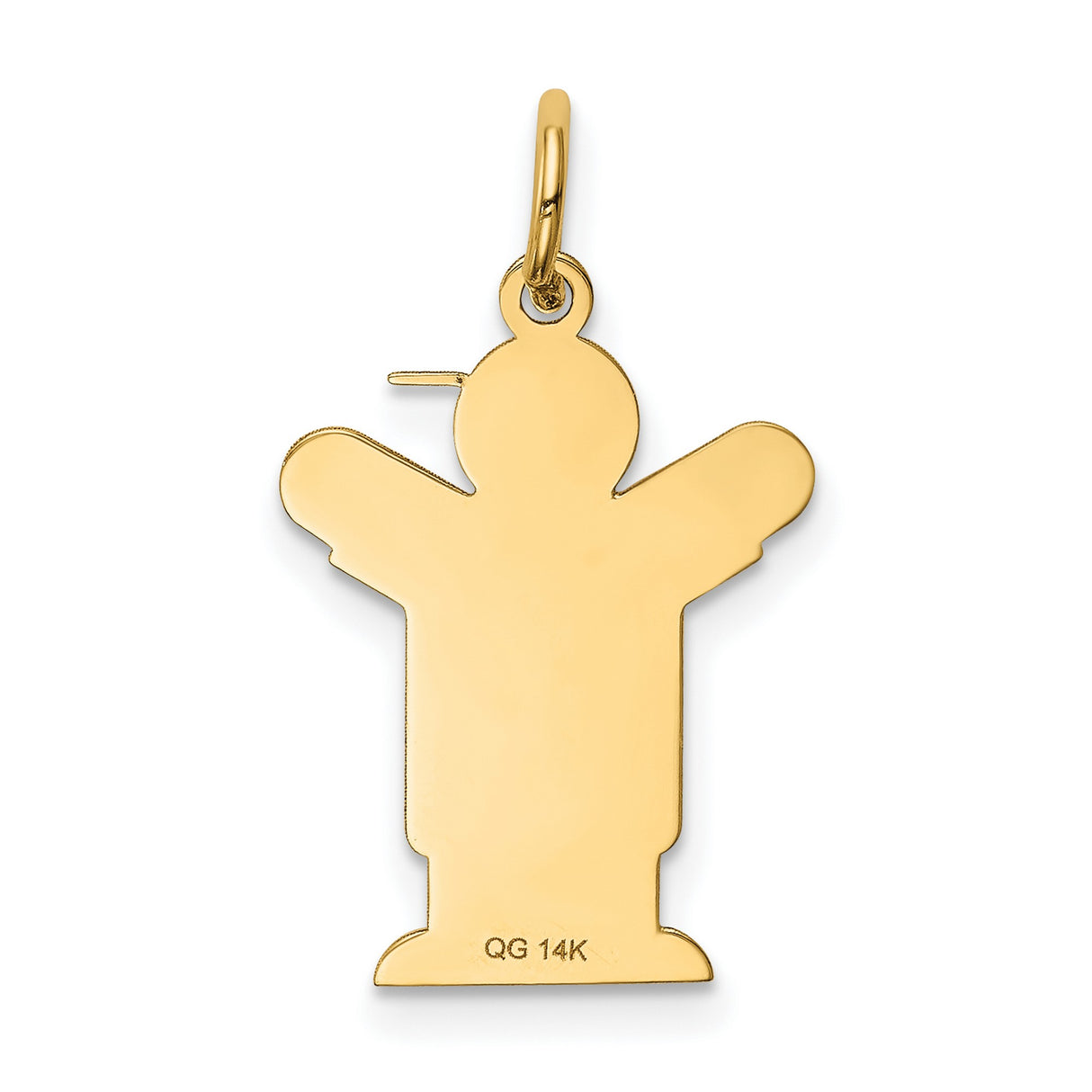 14k Yellow Gold Boy Figure Pendant with Overalls and Cap, Family Themed Charm