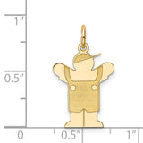 14k Yellow Gold Boy Figure Pendant with Overalls and Cap, Family Themed Charm