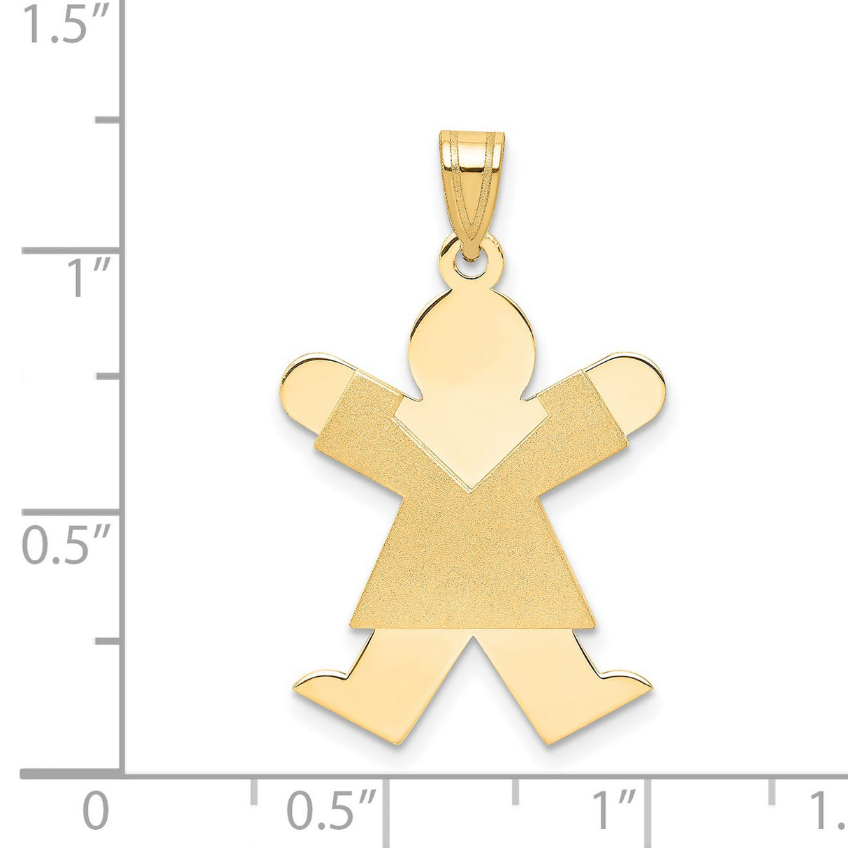 14k Yellow Gold Girl Shaped Pendant, Matte and Polished Finish, Symbolic Family Charm for Women