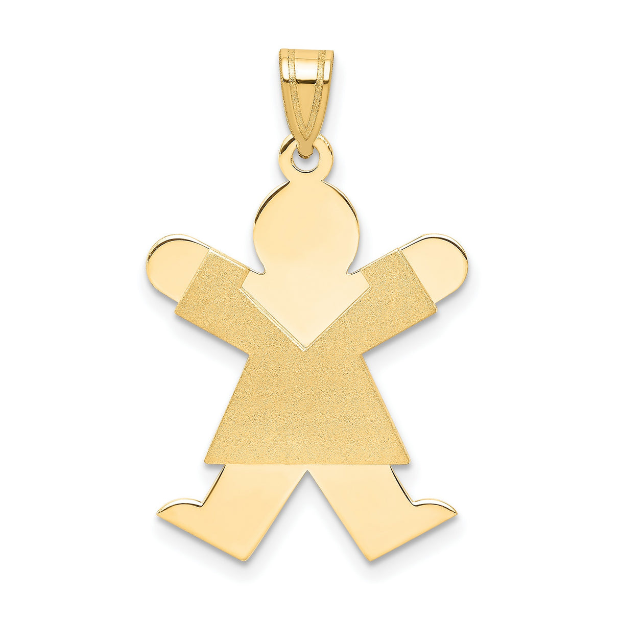 14k Yellow Gold Girl Shaped Pendant, Matte and Polished Finish, Symbolic Family Charm for Women