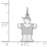 14k White Gold Boy Charm Pendant with Cap, Minimalist Family Jewelry for Women