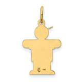 14k Yellow Gold Boy Pendant Charm, Stylized Boy with Cap, Family Love Symbol Jewelry