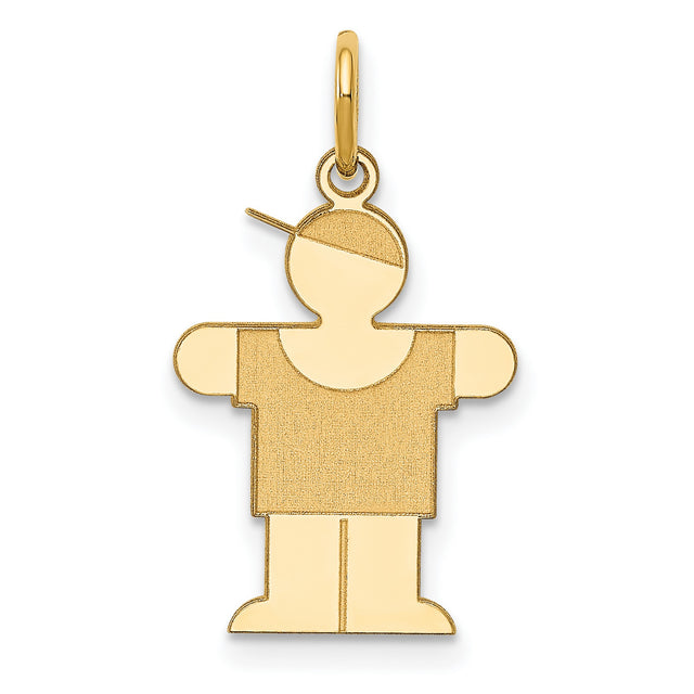 14k Yellow Gold Boy Pendant Charm, Stylized Boy with Cap, Family Love Symbol Jewelry