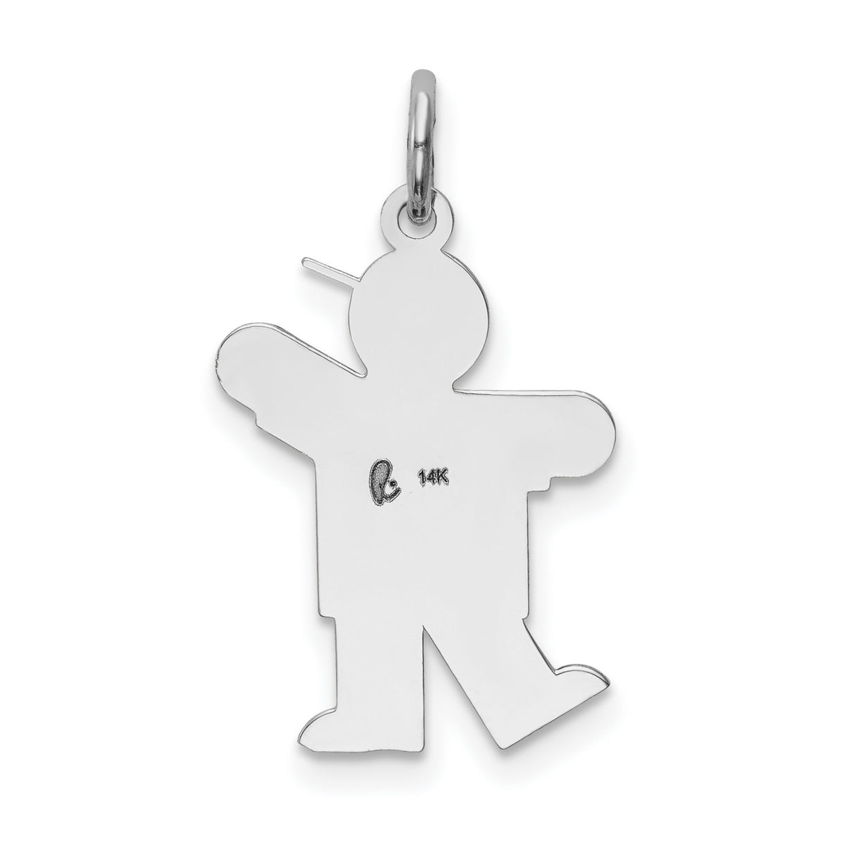 14k White Gold Boy Charm Pendant with Cap and T-Shirt, Family Keepsake Jewelry
