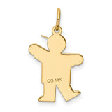 14k Yellow Gold Boy Charm Pendant with Cap, Stylized Family Keepsake Jewelry