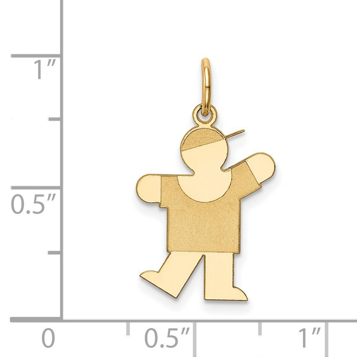 14k Yellow Gold Boy Charm Pendant with Cap, Stylized Family Keepsake Jewelry