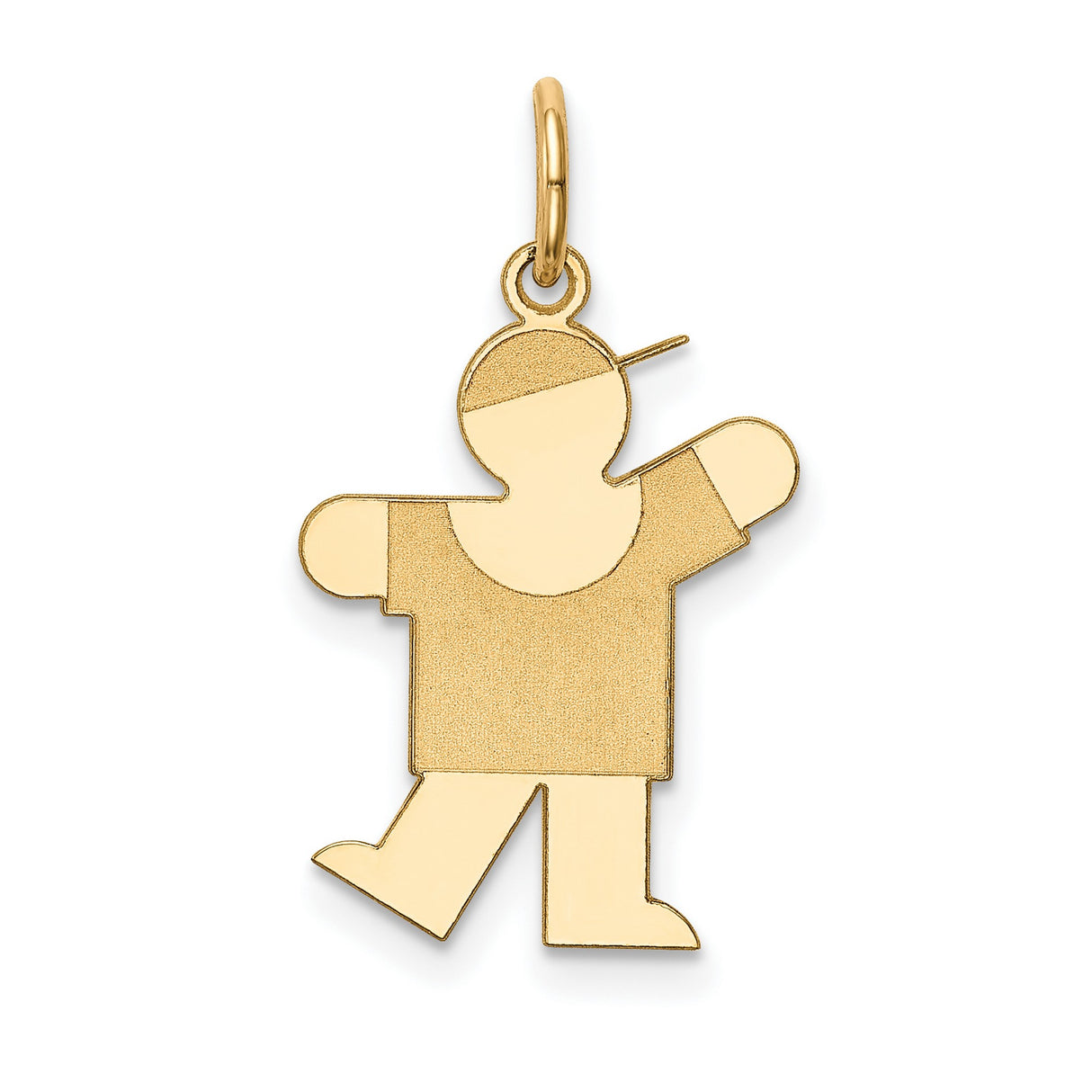 14k Yellow Gold Boy Charm Pendant with Cap, Stylized Family Keepsake Jewelry