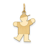 14k Yellow Gold Boy Charm Pendant with Cap, Stylized Family Keepsake Jewelry