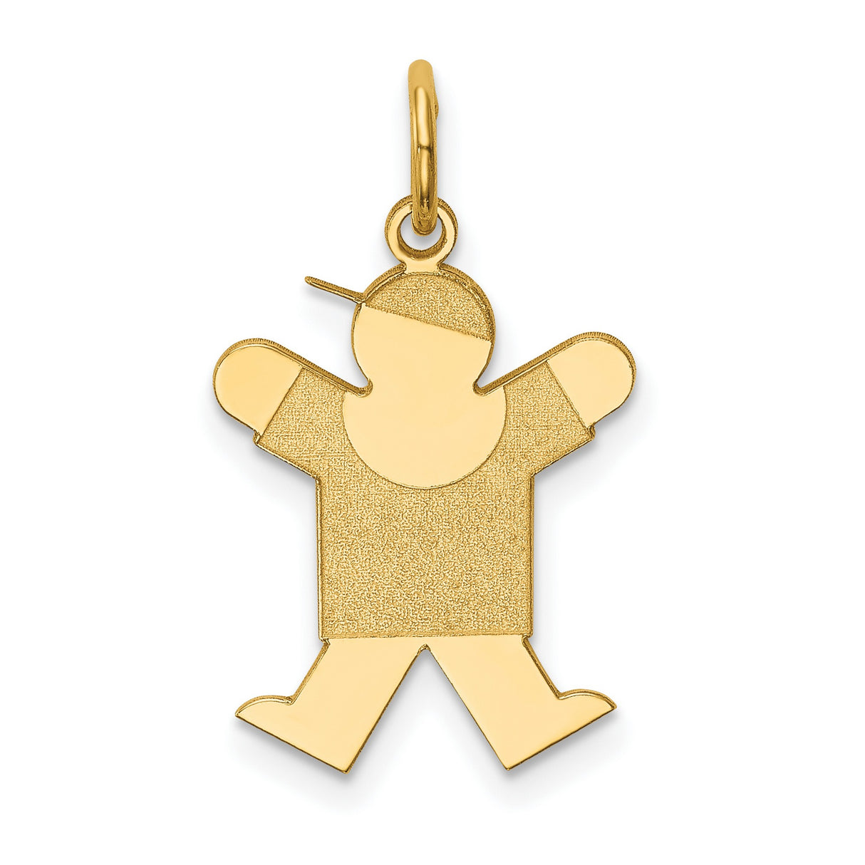 14k Yellow Gold Boy Charm Pendant with Cap and T-Shirt Design