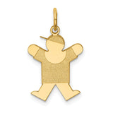14k Yellow Gold Boy Charm Pendant with Cap and T-Shirt Design