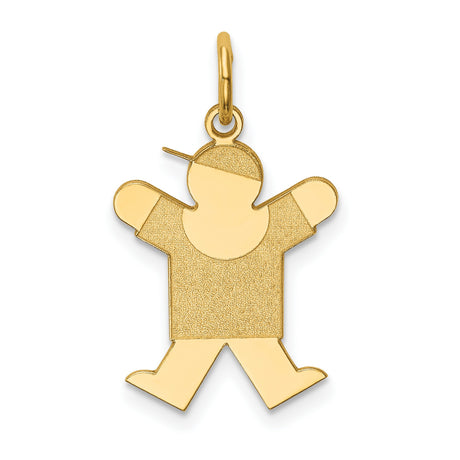 14k Yellow Gold Boy Charm Pendant with Cap and T-Shirt Design