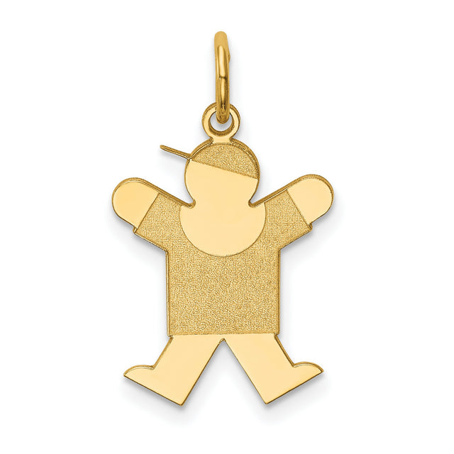 14k Yellow Gold Boy Charm Pendant with Cap and T-Shirt Design