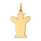 14k Yellow Gold Boy Pendant with Cap, Stylized Arms Raised Charm