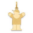 14k Yellow Gold Boy Pendant with Cap, Stylized Arms Raised Charm