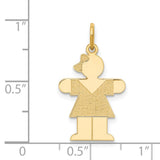 14k Yellow Gold Girl Charm Pendant with Dress and Bow Cutout Silhouette Design