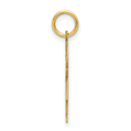 14k Yellow Gold Girl Charm Pendant with Stylized Dress and Bow, Minimalist Family Jewelry