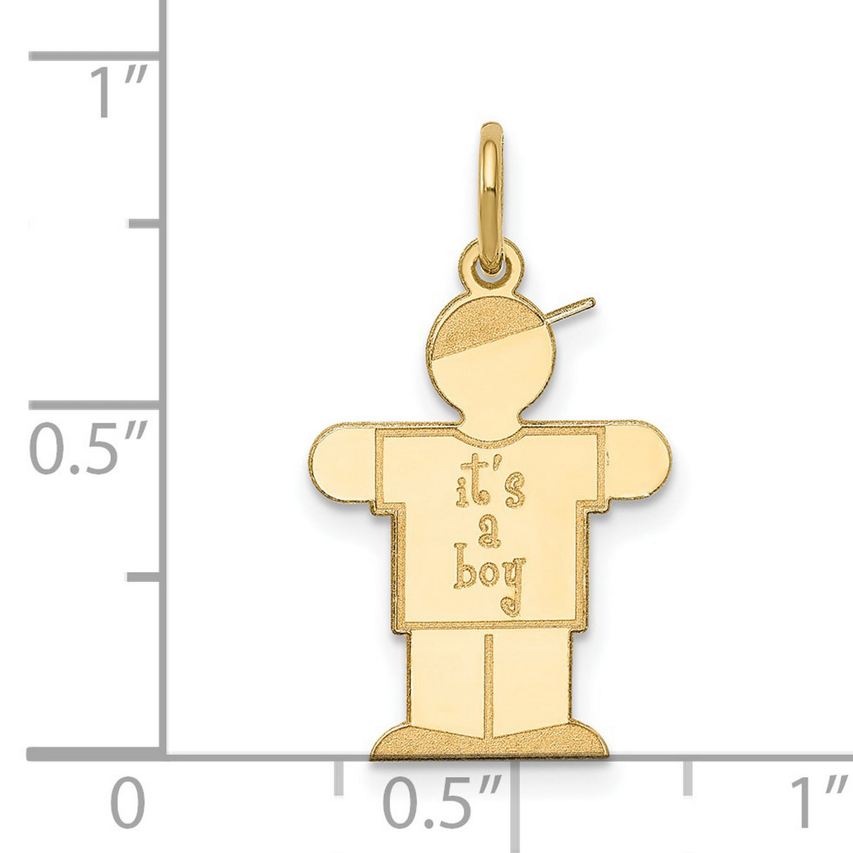 14k Yellow Gold Boy Shaped Pendant with It Is a Boy Phrase, Motherhood and Family Theme