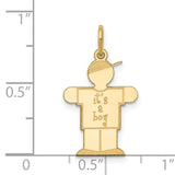 14k Yellow Gold Boy Shaped Pendant with It Is a Boy Phrase, Motherhood and Family Theme